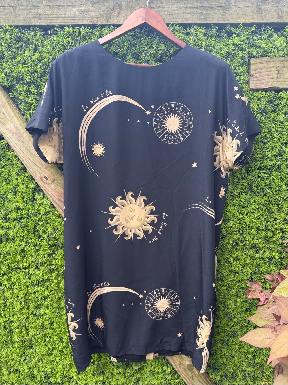 Vintage Jones New York 100% Silk Black Celestial Dress